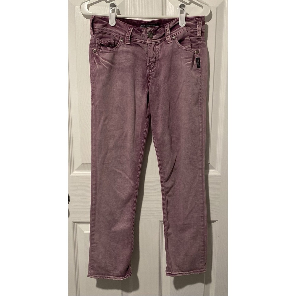 Silver Jeans Women's Size 27 Suki Capris Purple Medium Wash Denim Mid Rise 5-Pkt